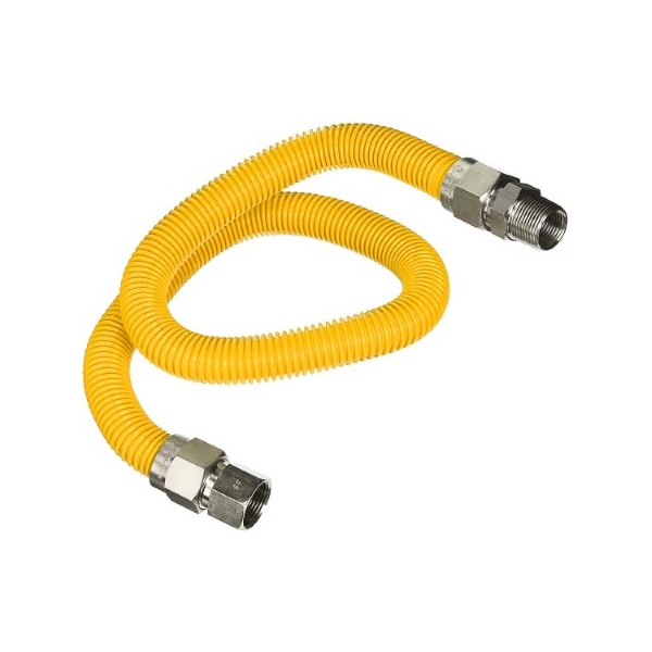 Flextron Gas Line Hose 5/8'' O.D.x60'' Len 1/2" FIPx3/4" MIP Fittings Yellow Coated Stainless Steel Flexible FTGC-YC12-60M - main